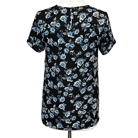 DANIEL Rainn Dr2 Short Pleated Sleeve Floral Print Popover Crewneck Blouse - Picture 4 of 6